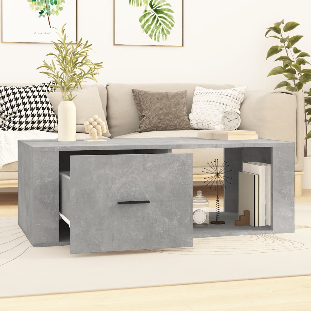 vidaXL Coffee Table Concrete Grey 100x50.5x35 cm Engineered Wood