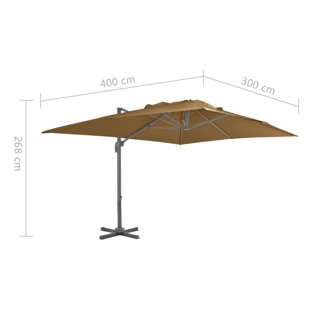 vidaXL Garden Parasol with Portable Base Taupe