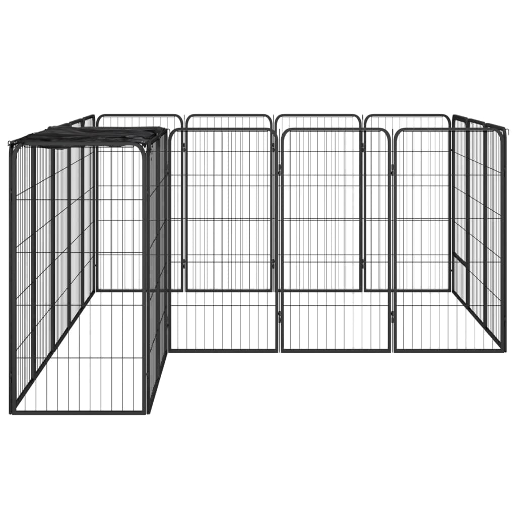 vidaXL 18-Panel Dog Playpen Black 50x100 cm Powder-coated Steel