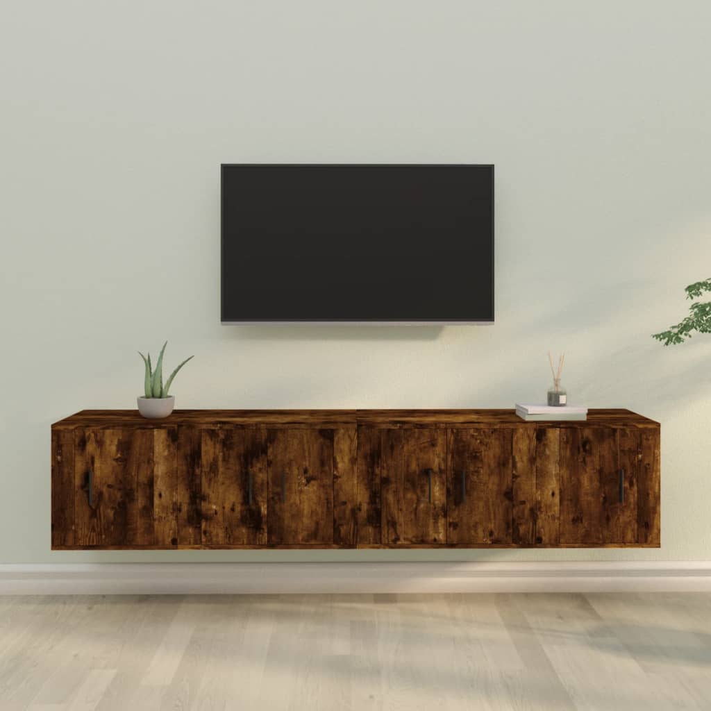 vidaXL 4 Piece TV Cabinet Set Smoked Oak Engineered Wood