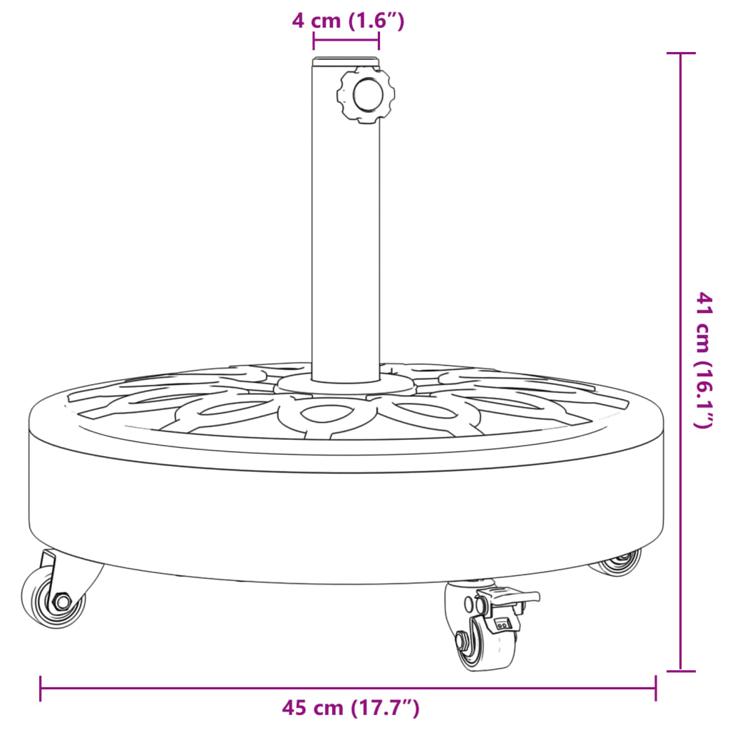 vidaXL Parasol Base with Wheels for Ø38 / 48 mm Poles 27 kg Round