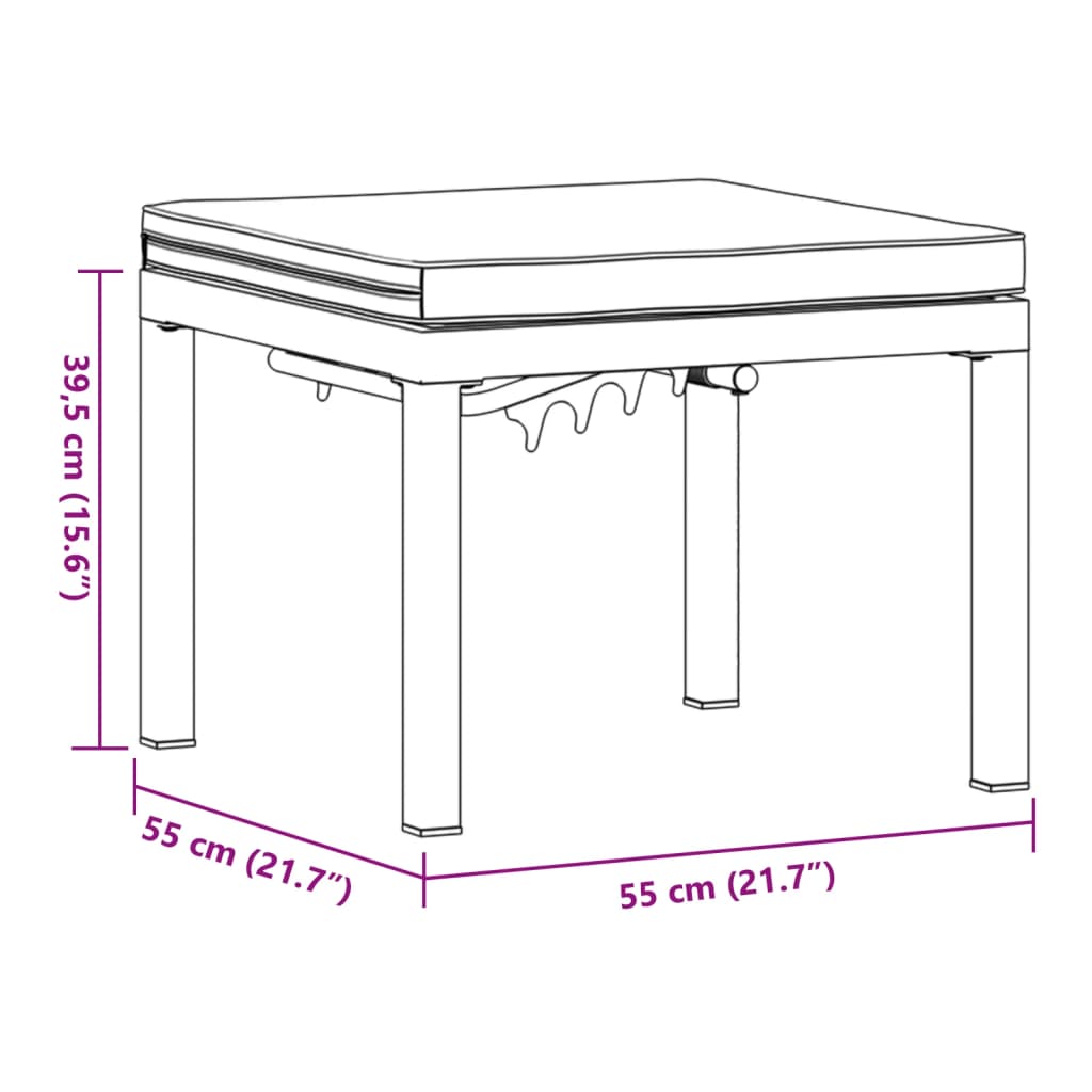 vidaXL Garden Stool with Cushion Black Powder-coated Steel