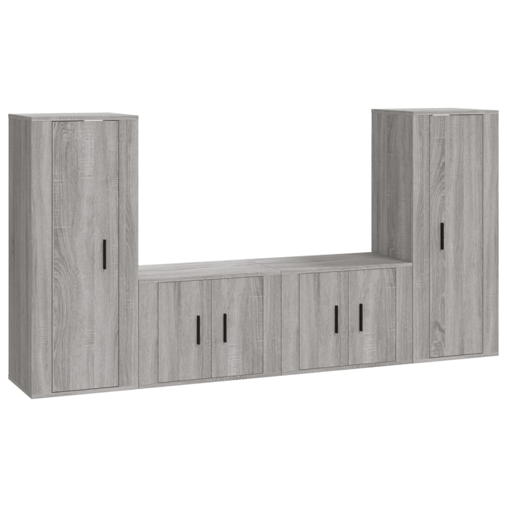 vidaXL 4 Piece TV Cabinet Set Grey Sonoma Engineered Wood