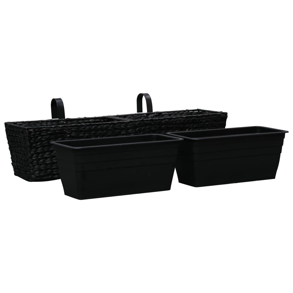 vidaXL Planters 2 pcs Water Hyacinth Black