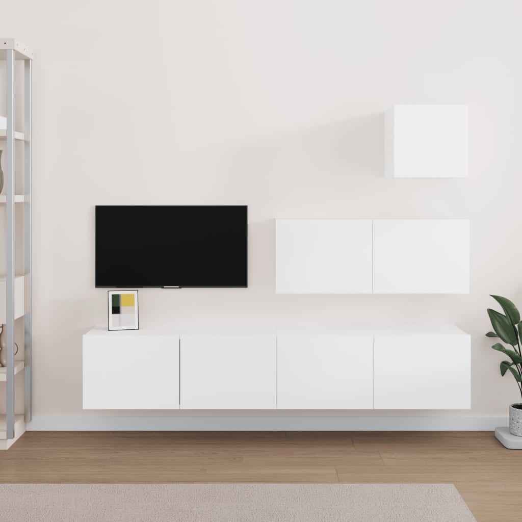 vidaXL 4 Piece TV Cabinet Set White Engineered Wood