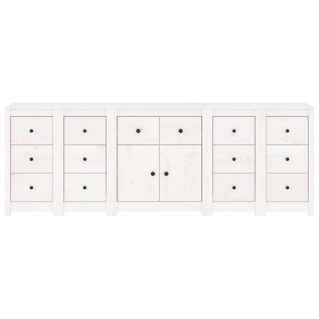 vidaXL Sideboard White 230x35x80 cm Solid Wood Pine