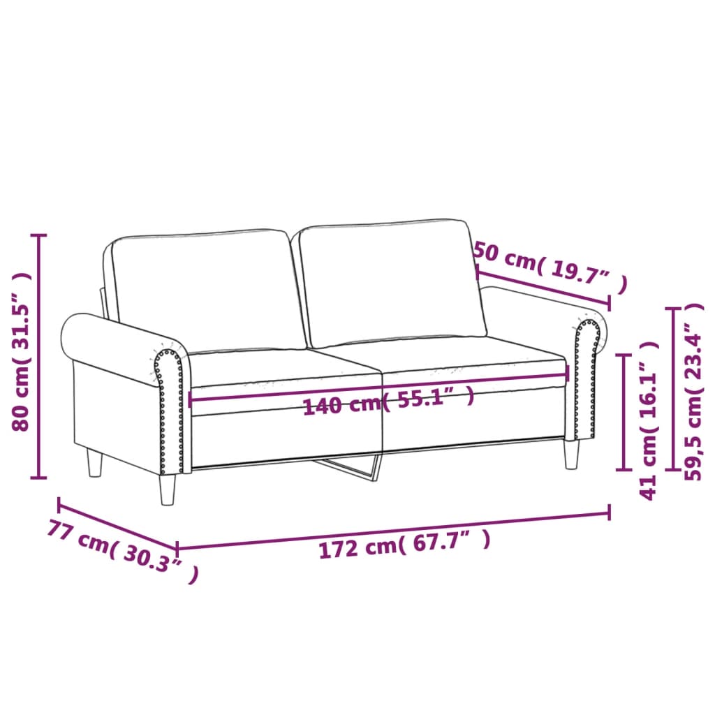 vidaXL 2-Seater Sofa Dark Grey 140 cm Velvet