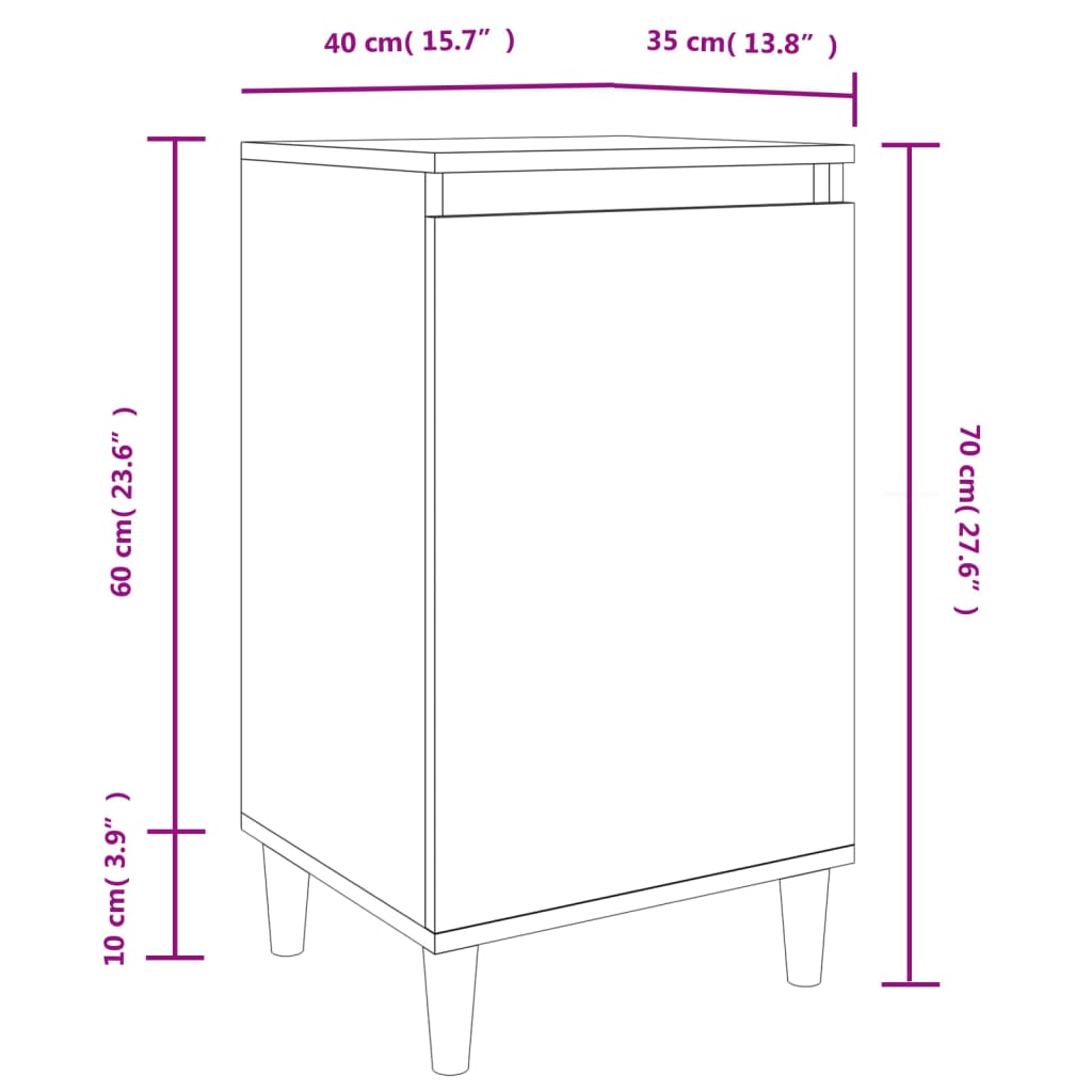 vidaXL Bedside Cabinets 2 pcs High Gloss White 40x35x70 cm Engineered Wood