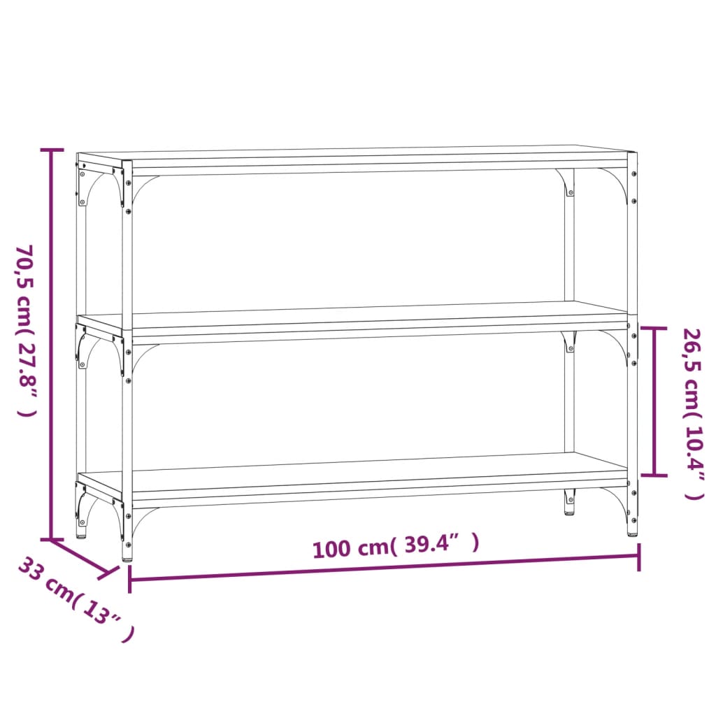 vidaXL Book Cabinet Grey Sonoma 100x33x70.5cm Engineered Wood and Steel