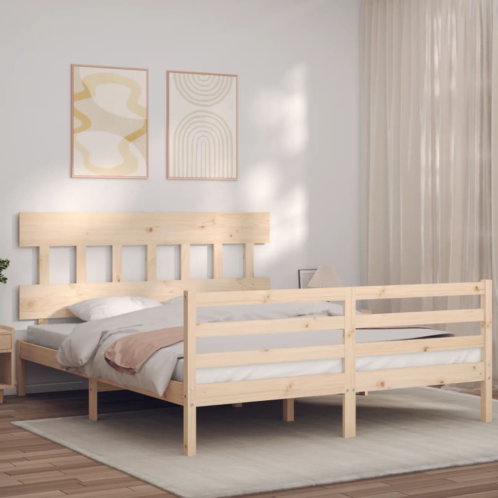 vidaXL Bed Frame without Mattress King Size Solid Wood