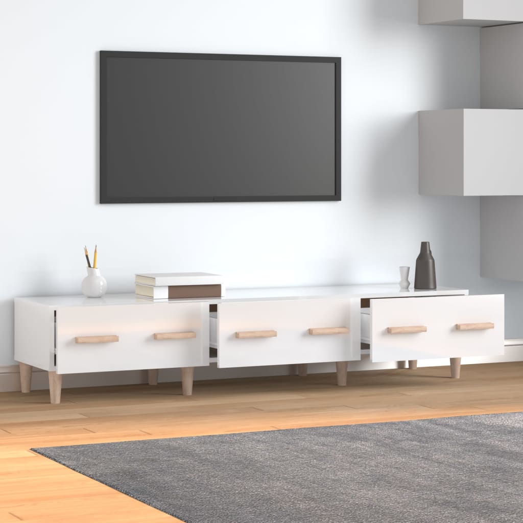 vidaXL TV Cabinet High Gloss White 150x34.5x30 cm Engineered Wood