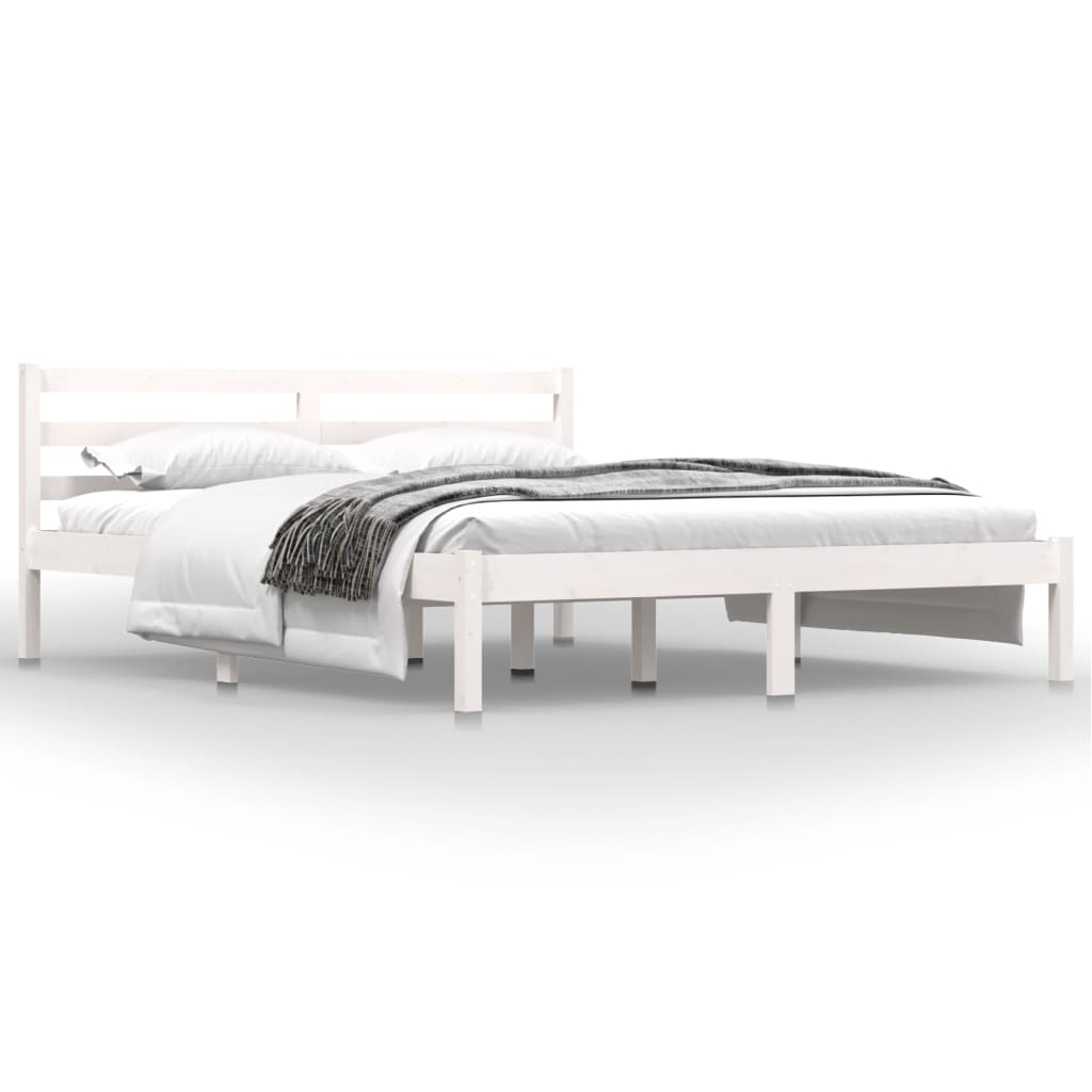 vidaXL Bed Frame without Mattress 150x200 cm King Size White King Size