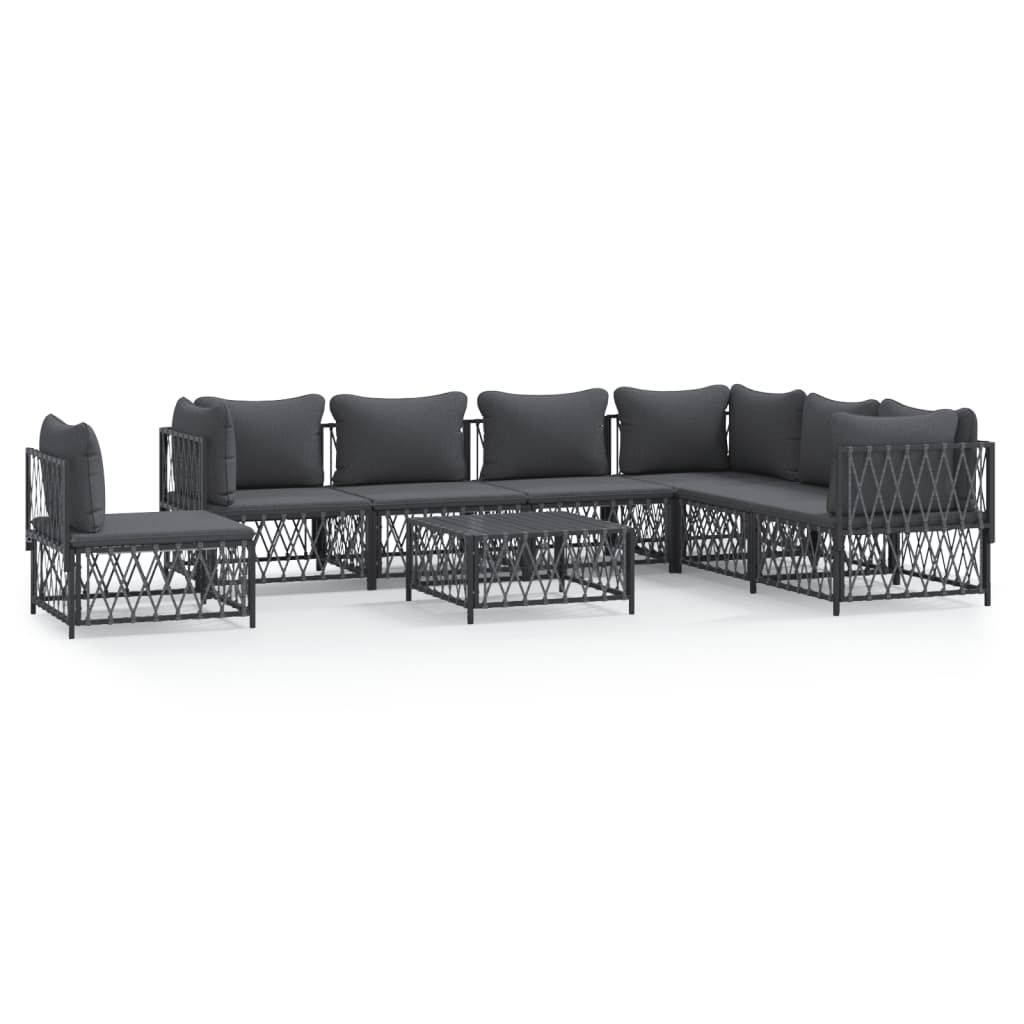 vidaXL 8 Piece Garden Lounge Set with Cushions Anthracite Steel