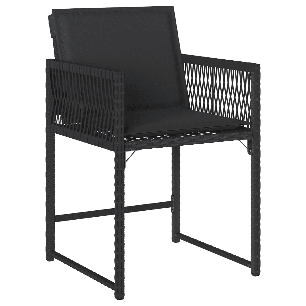 vidaXL 5 Piece Garden Dining Set with Cushions Black Poly Rattan