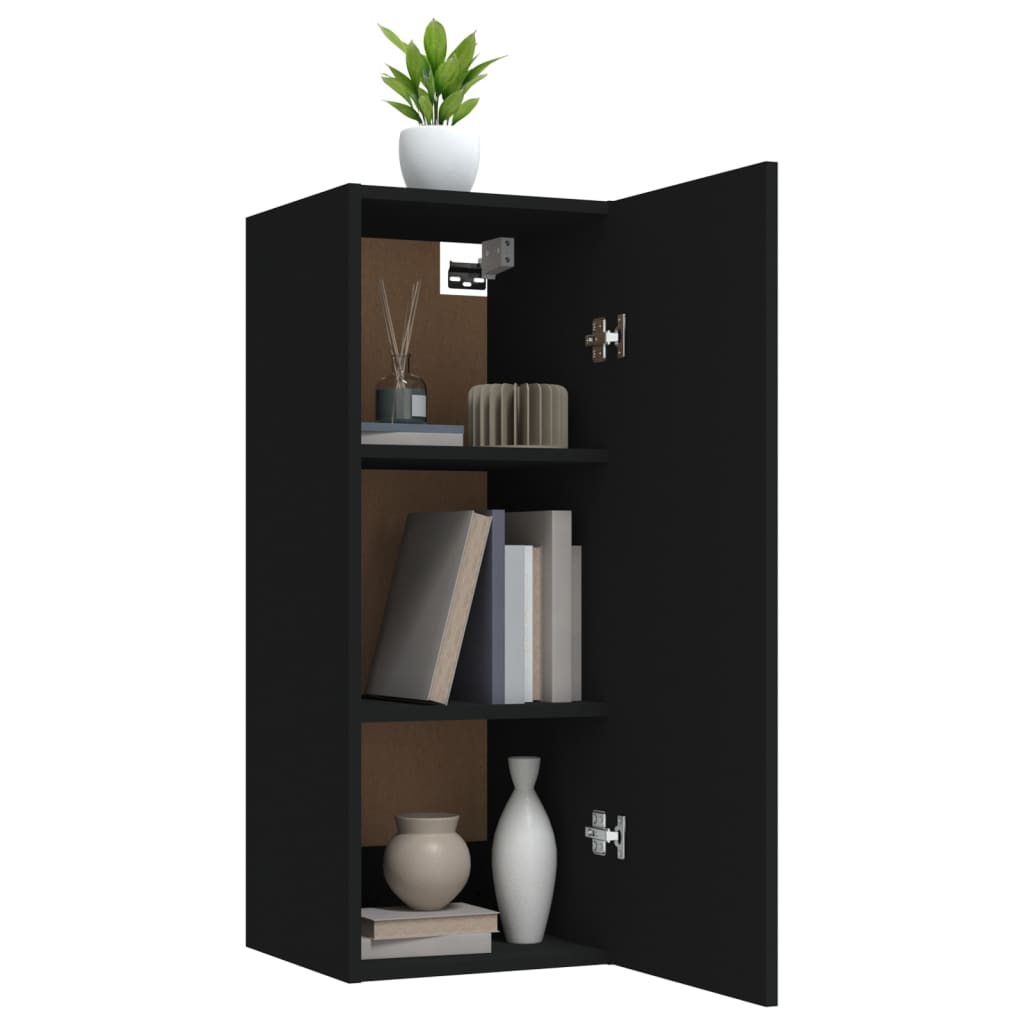 vidaXL Wall Cabinet Black 34.5x34x90 cm Engineered Wood