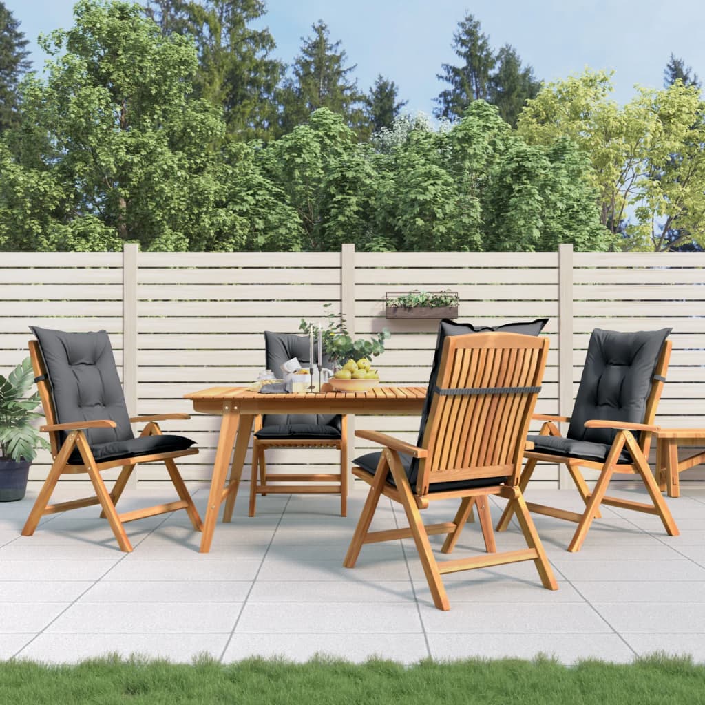 vidaXL Reclining Garden Chairs with Cushions 4 pcs Solid Wood Teak