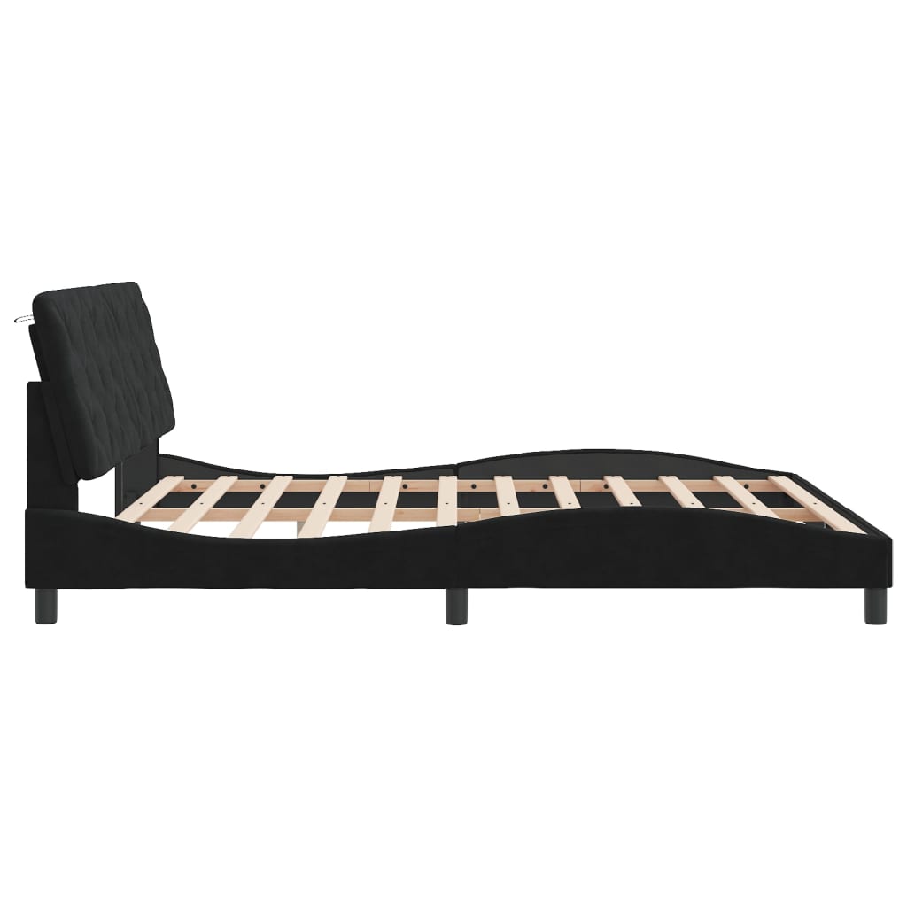 vidaXL Bed Frame with LED without Mattress Black 183x203 cm King Velvet