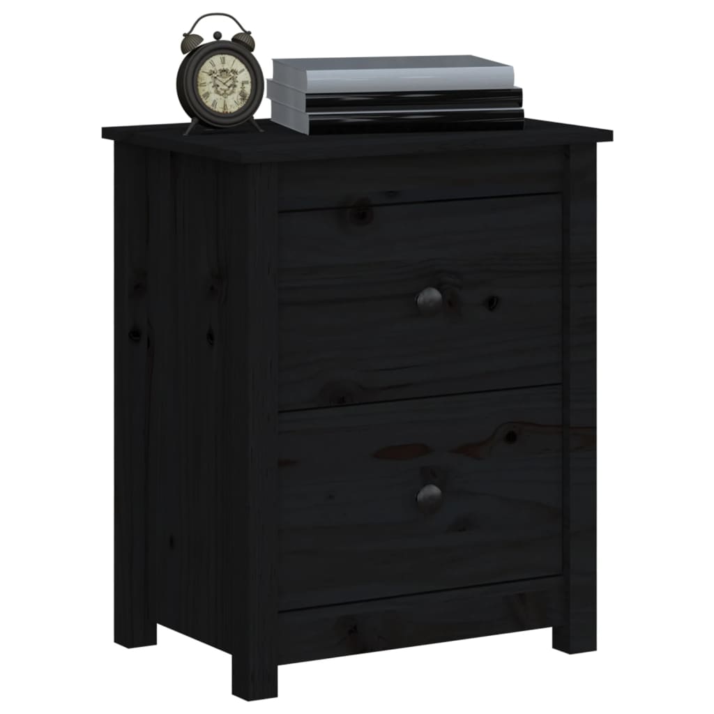 vidaXL Bedside Cabinets 2 pcs Black 50x35x61.5 cm Solid Wood Pine