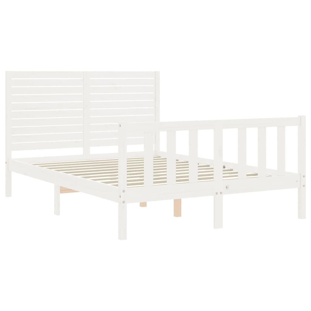 vidaXL Bed Frame without Mattress White Double Solid Wood Pine