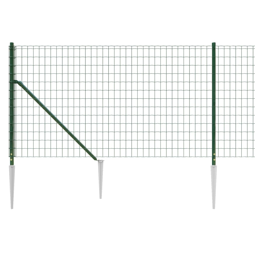 vidaXL Wire Mesh Fence with Spike Anchors Green 0.8x25 m