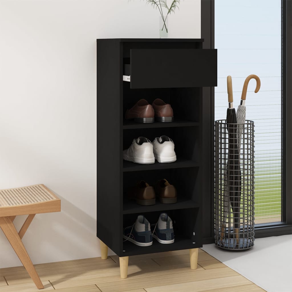 vidaXL Shoe Cabinet Black 40x36x105 cm Engineered Wood