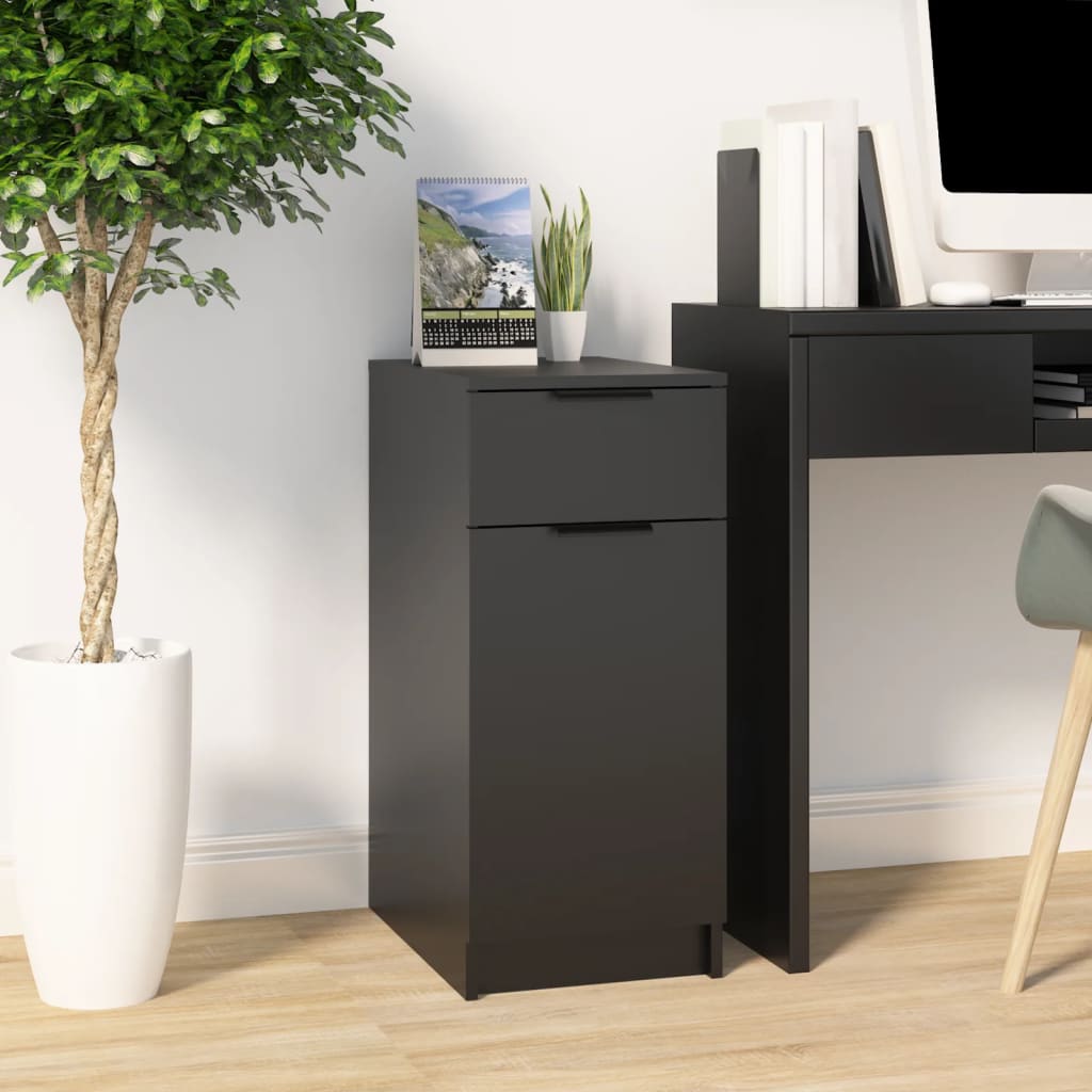 vidaXL Desk Cabinet Black 33.5x50x75 cm Engineered Wood