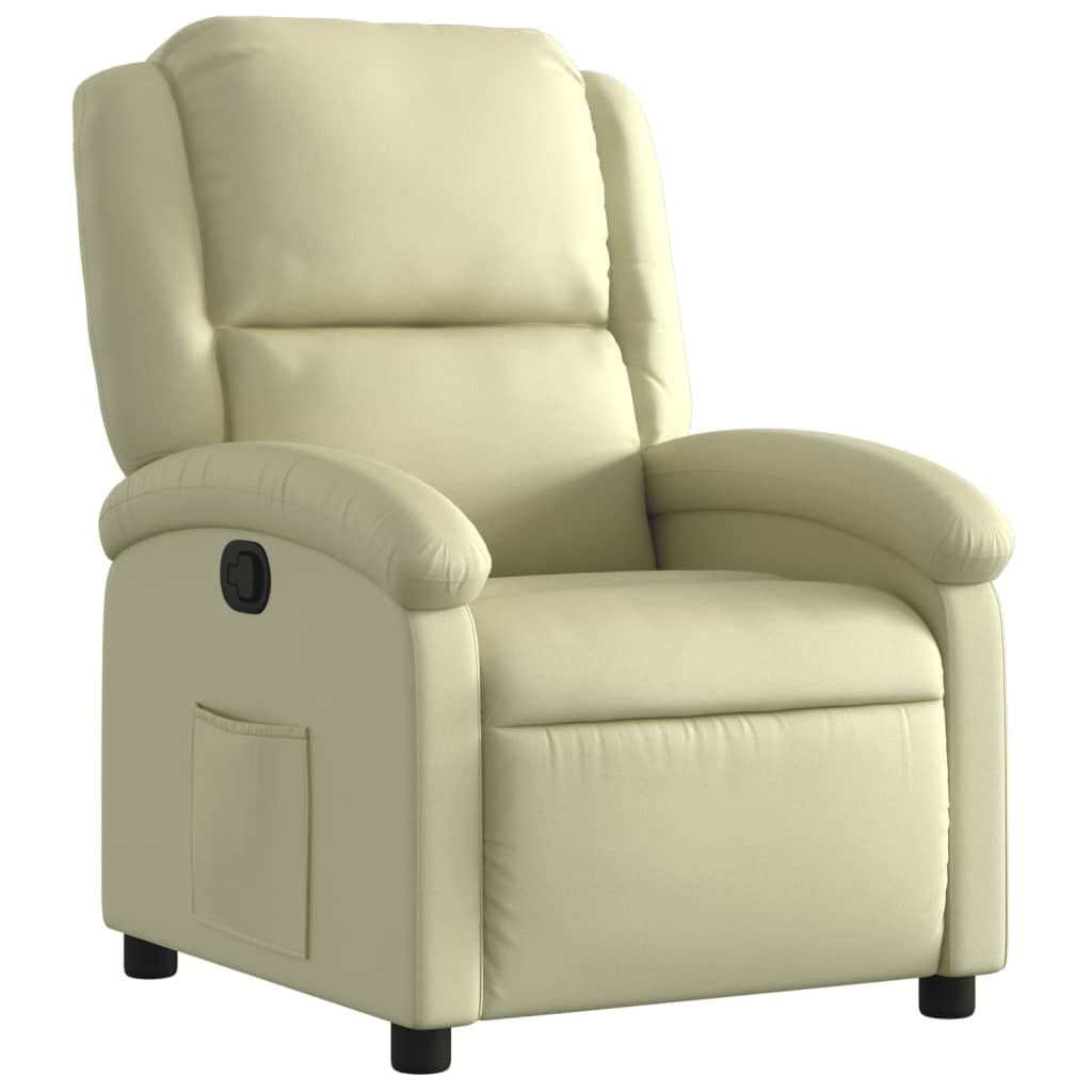 vidaXL Recliner Chair Cream Real Leather