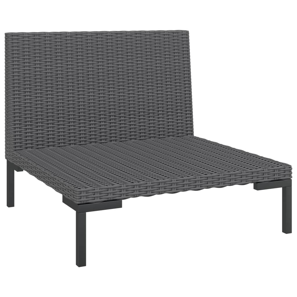 vidaXL 7 Piece Garden Lounge Set with Cushions Poly Rattan Dark Grey