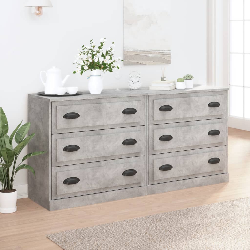 vidaXL Sideboards 2 pcs Concrete Grey Engineered Wood