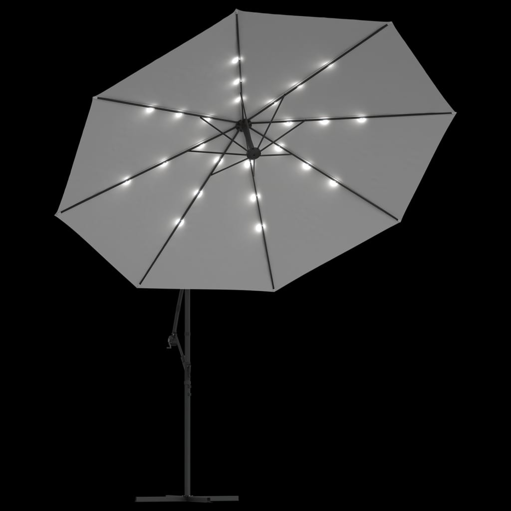 vidaXL Cantilever Garden Parasol with LED Lights and Metal Pole 350 cm Sand