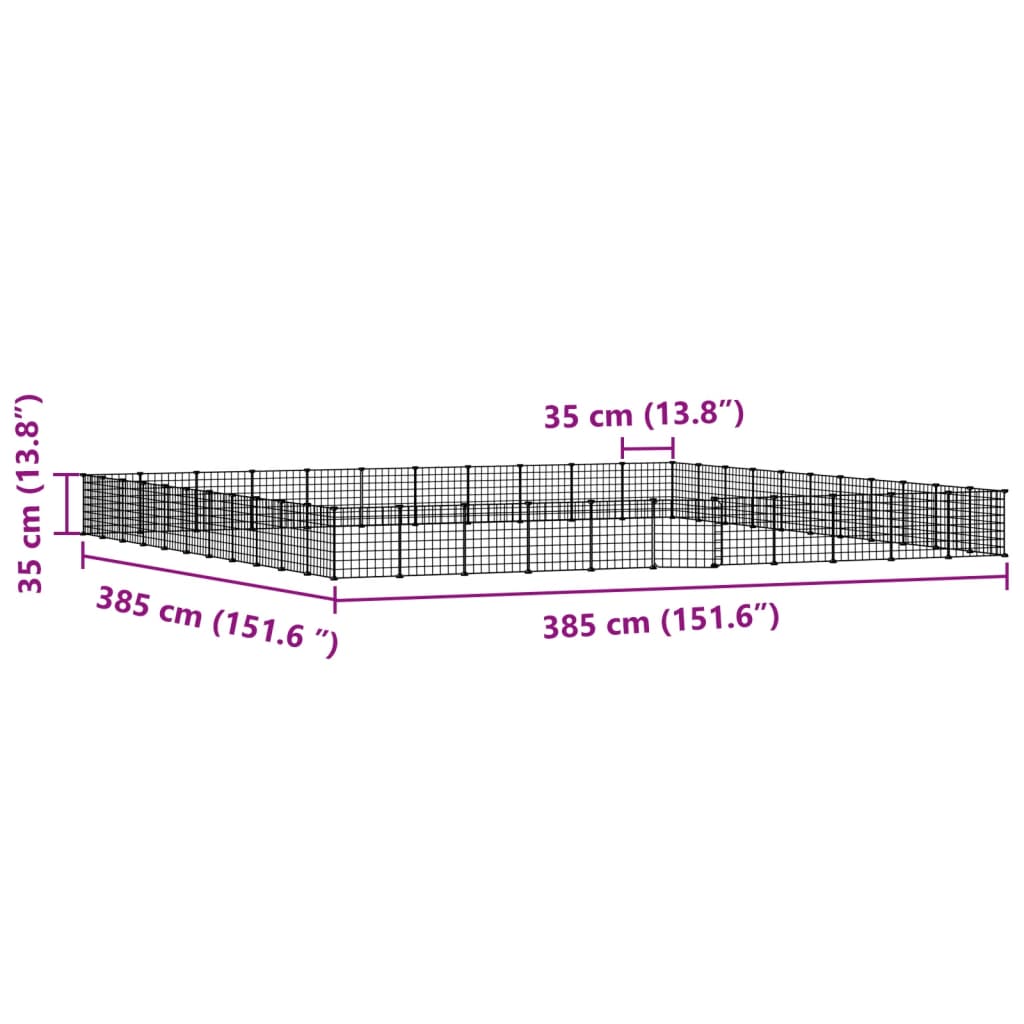 vidaXL 44-Panel Pet Cage with Door Black 35x35 cm Steel