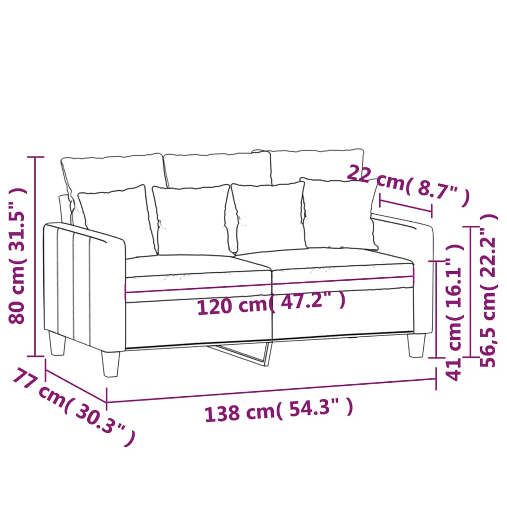 vidaXL 2-Seater Sofa Dark Grey 120 cm Fabric