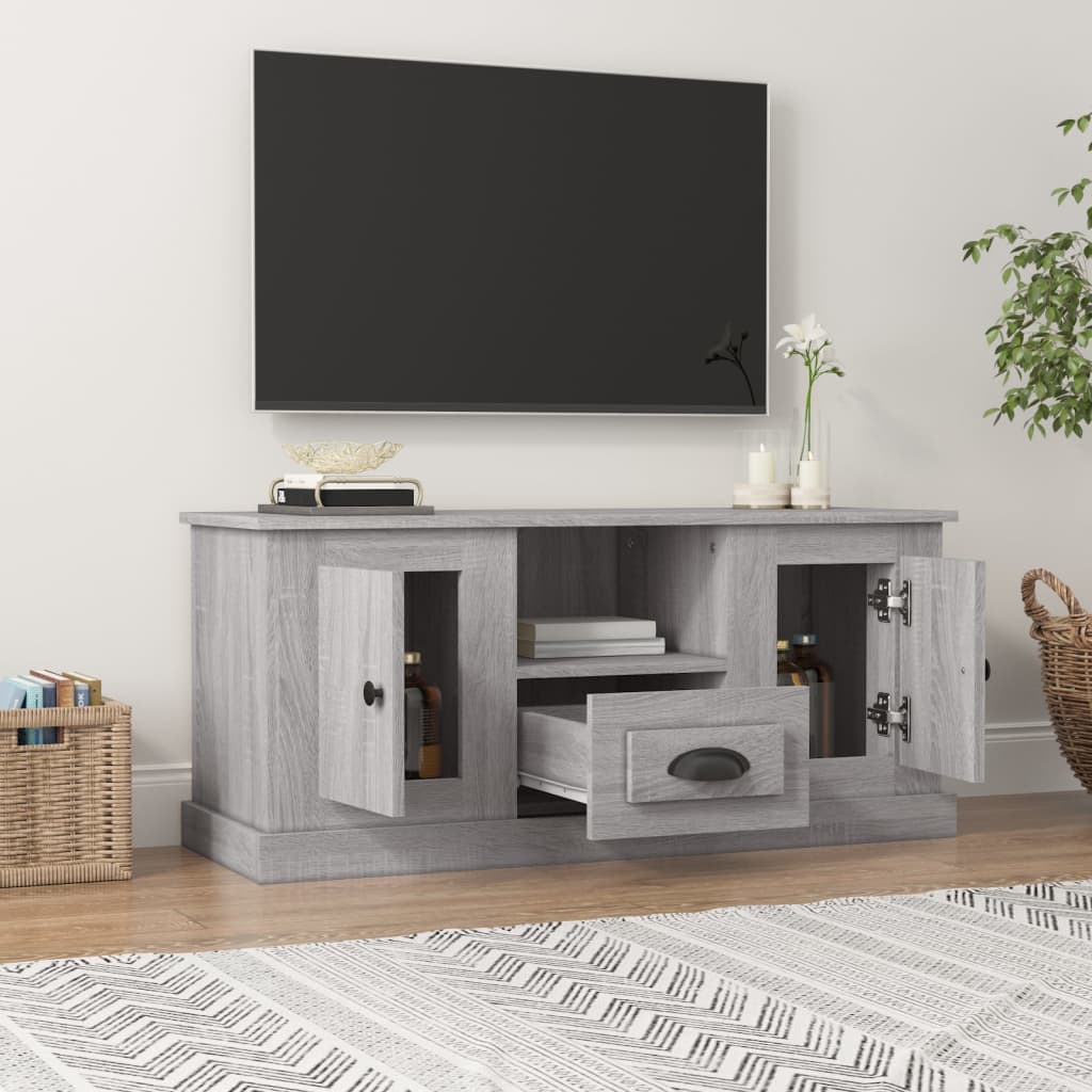 vidaXL TV Cabinet Grey Sonoma 100x35.5x45 cm Engineered Wood