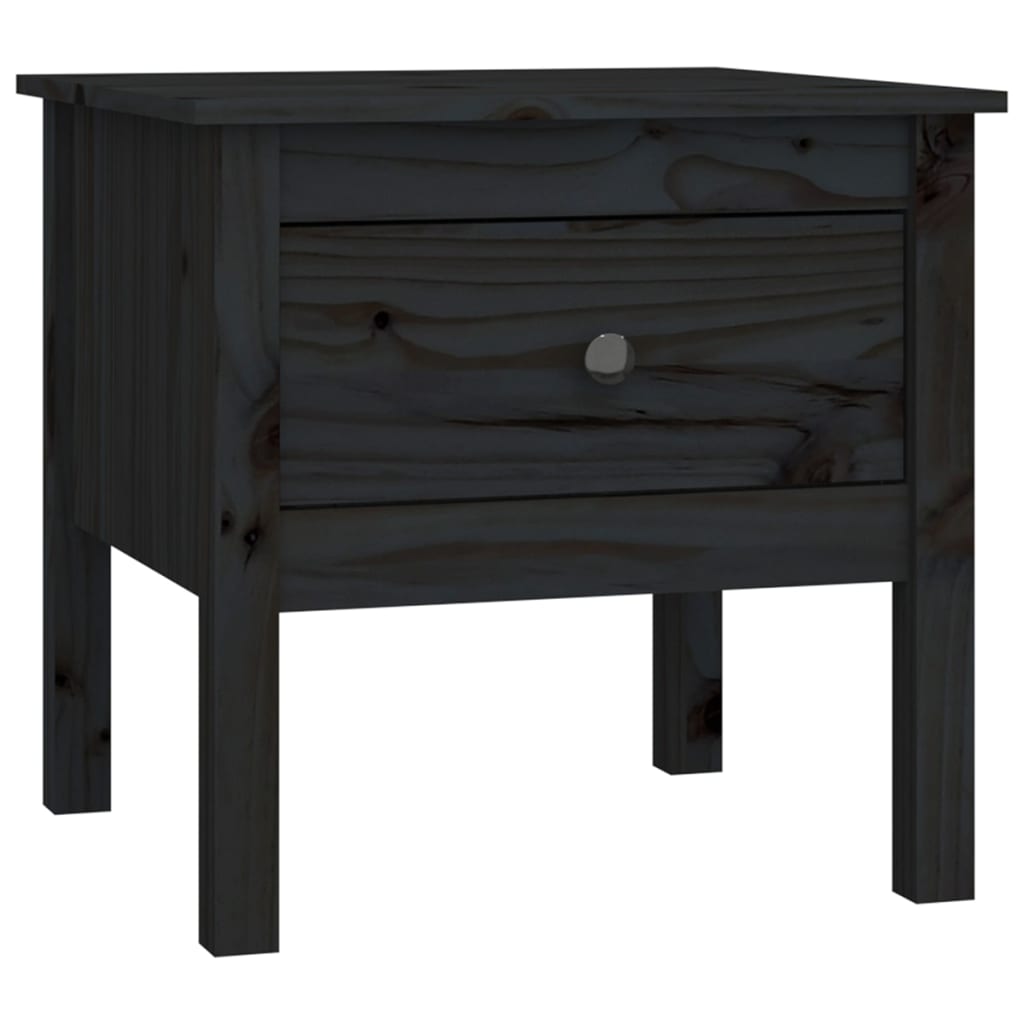 vidaXL Side Table Black 50x50x49 cm Solid Wood Pine