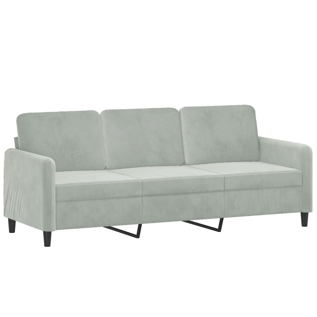 vidaXL 3-Seater Sofa with Footstool Light Grey 180 cm Velvet