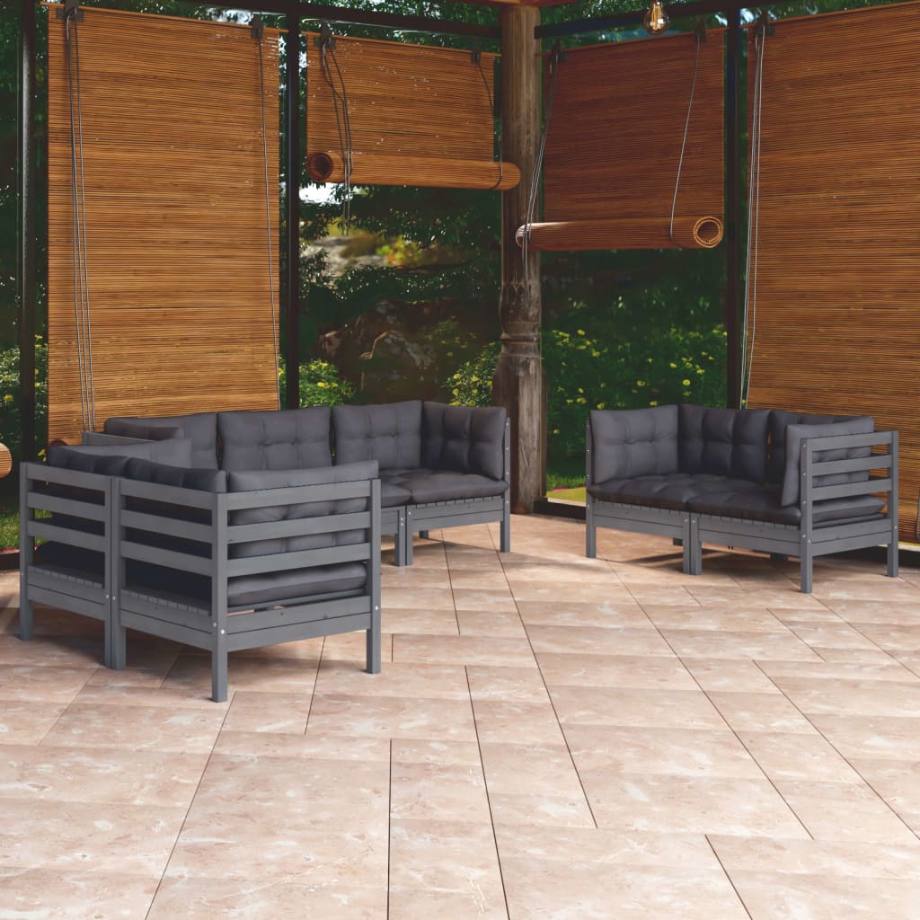 vidaXL 7 Piece Garden Lounge Set with Cushions Solid Pinewood