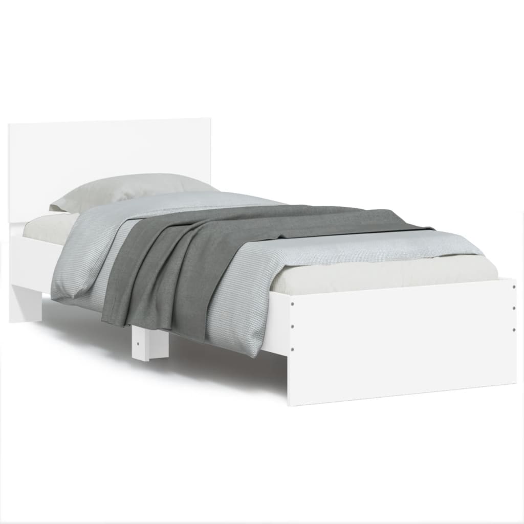 vidaXL Bed Frame without Mattress with Headboard White 90x190 cm Single