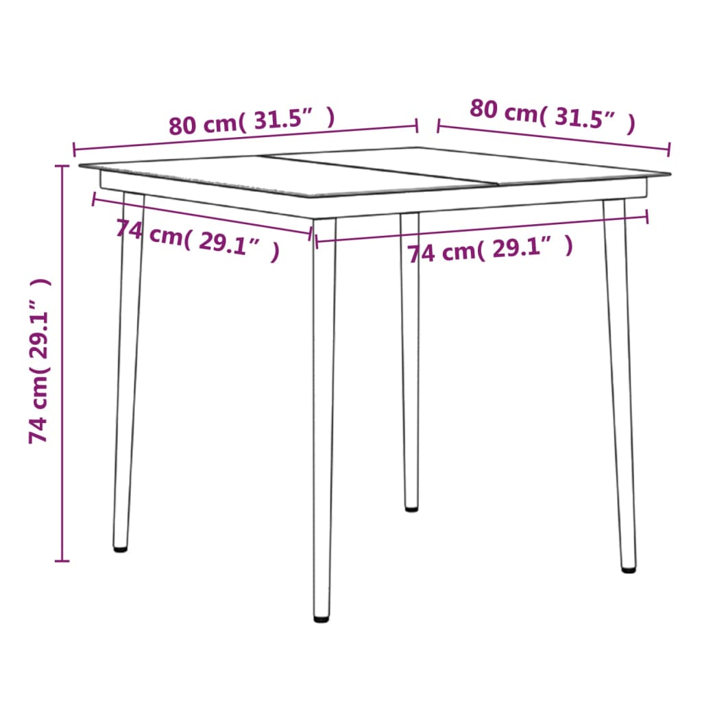 vidaXL 3 Piece Garden Dining Set with Cushions Black