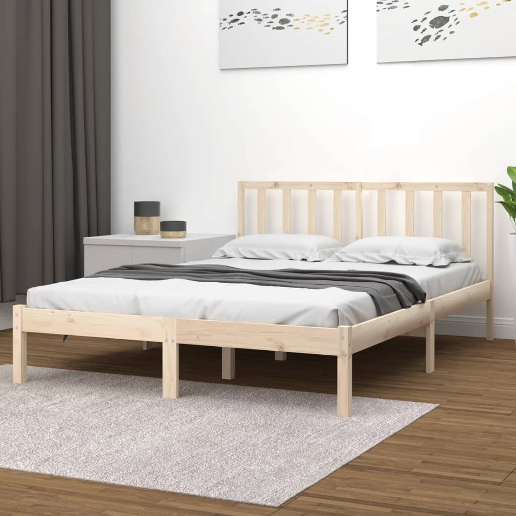 vidaXL Bed Frame without Mattress Solid Wood Pine 180x200 cm Super King