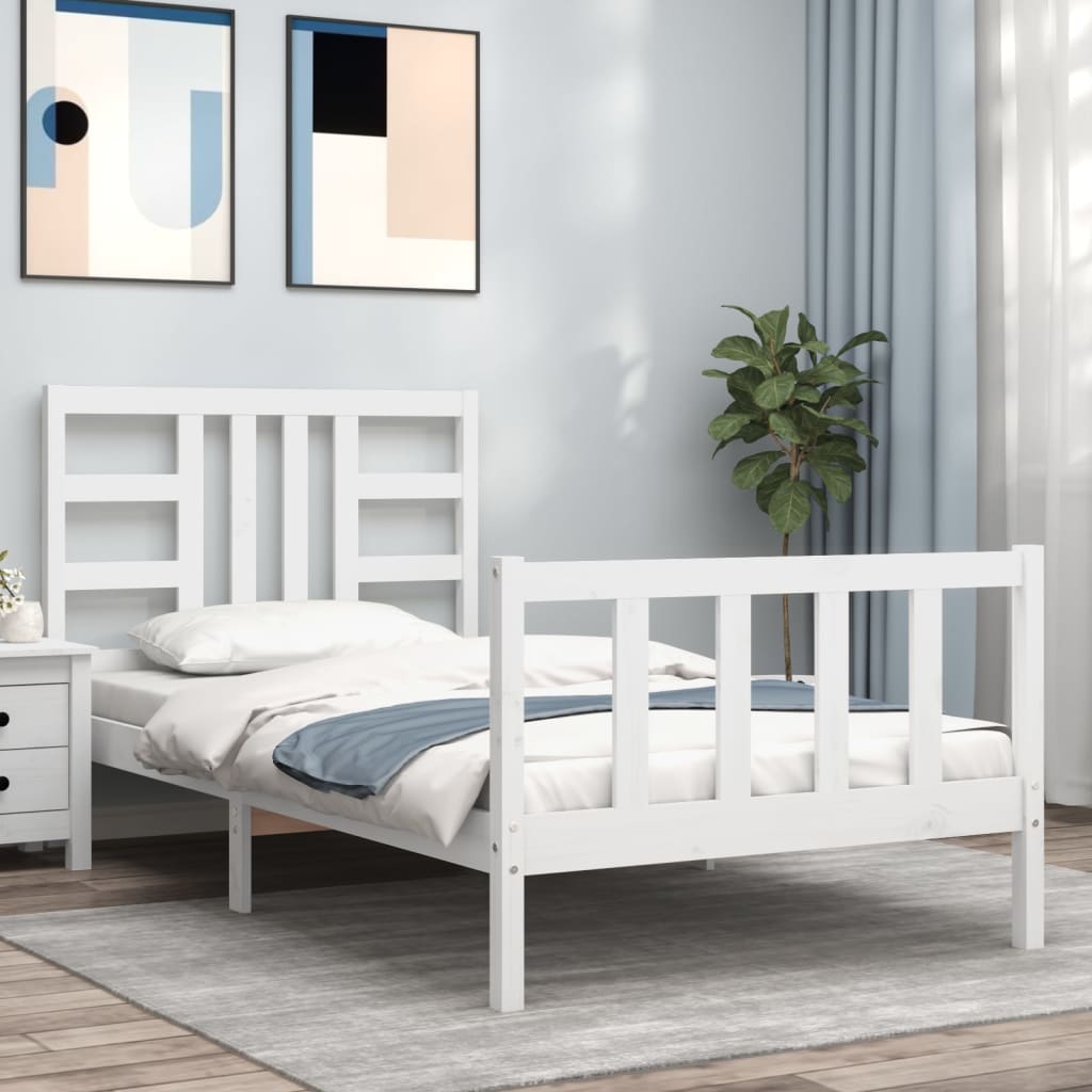 vidaXL Bed Frame without Mattress White 90x190 cm Single Solid Wood Pine