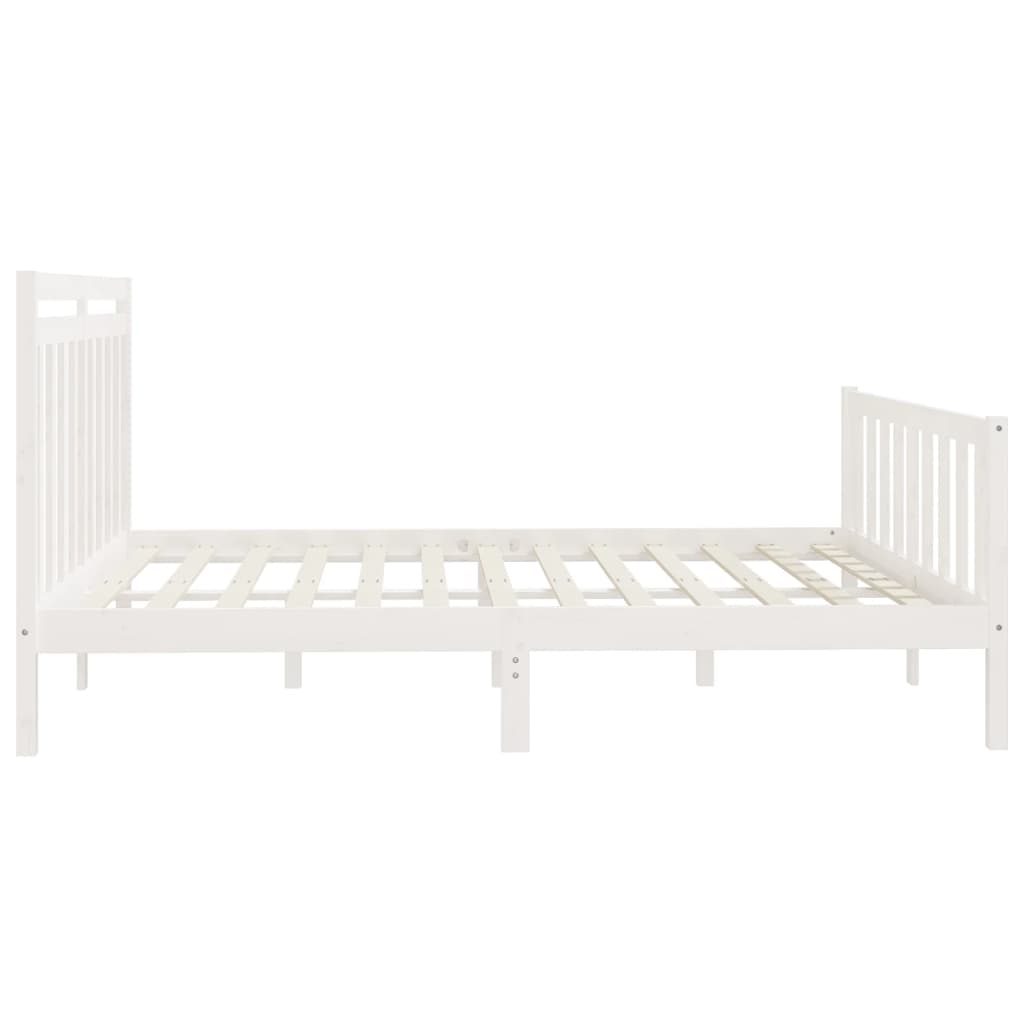 vidaXL Bed Frame without Mattress White Solid Wood Pine 180x200 cm Super King