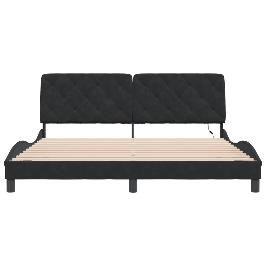 vidaXL Bed Frame with LED without Mattress Black 183x203 cm King Velvet