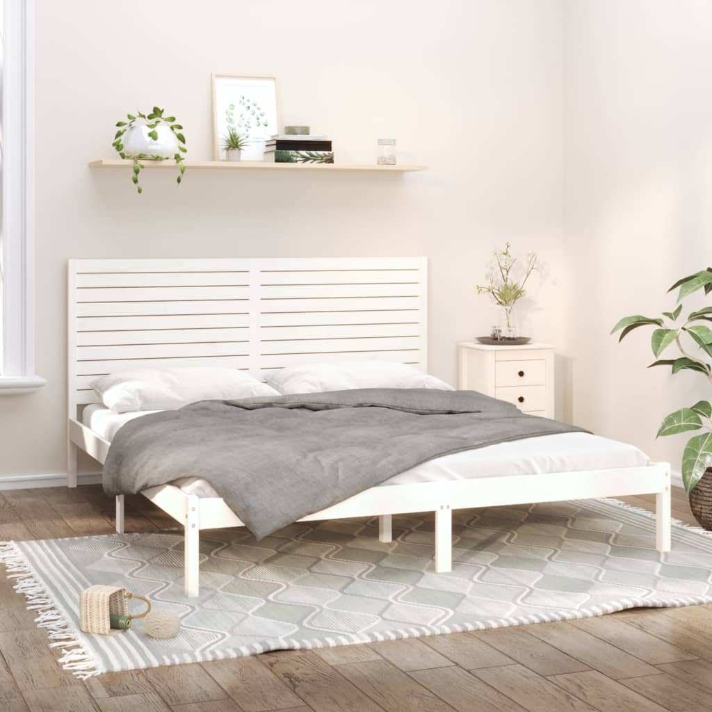 vidaXL Bed Frame without Mattress White 180x200 cm Super King Solid Wood