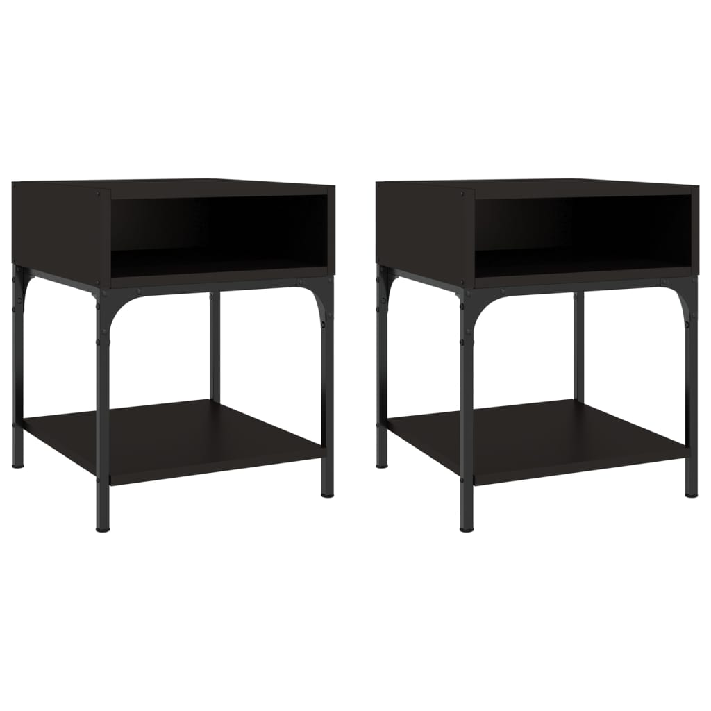 vidaXL Bedside Tables 2 pcs Black 40x41x50 cm Engineered Wood