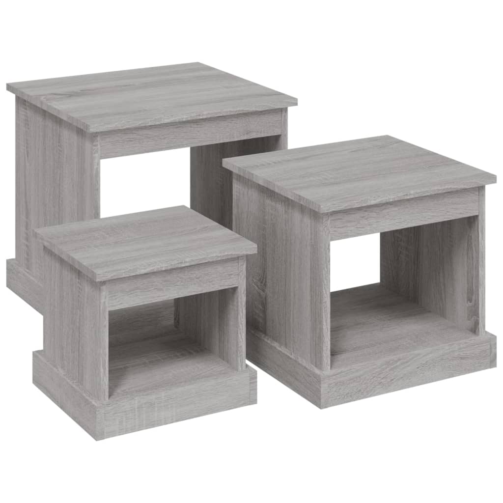 vidaXL Coffee Tables 3 pcs Grey Sonoma Engineered Wood