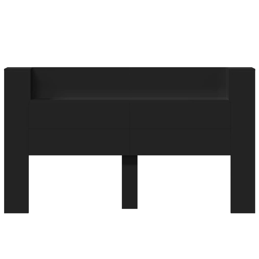 vidaXL Headboard Cabinet with LED Black 180x16.5x103.5 cm