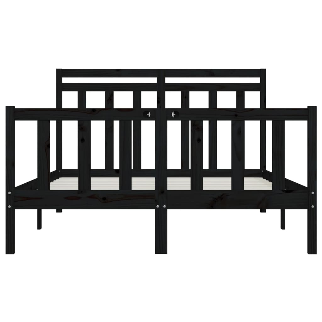 vidaXL Bed Frame without Mattress Black Solid Wood Pine 150x200 cm King Size