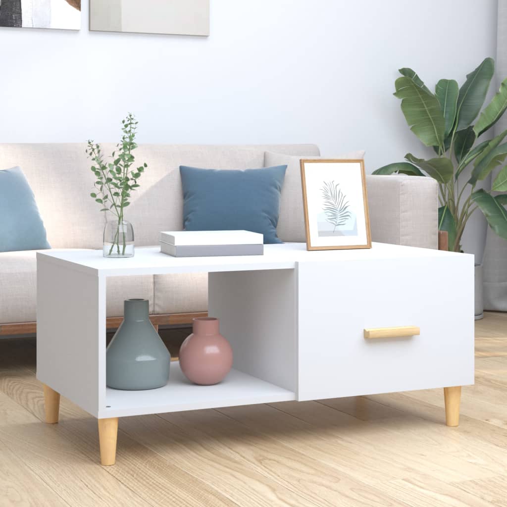 vidaXL Coffee Table White 89,5x50x40 cm Engineered Wood