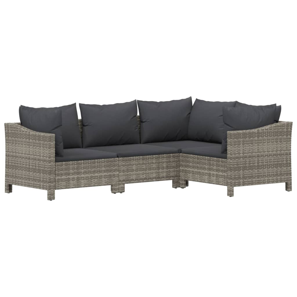 vidaXL 8 Piece Garden Lounge Set with Cushions Grey Poly Rattan