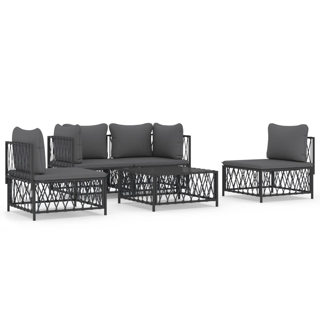 vidaXL 5 Piece Garden Lounge Set with Cushions Anthracite Steel